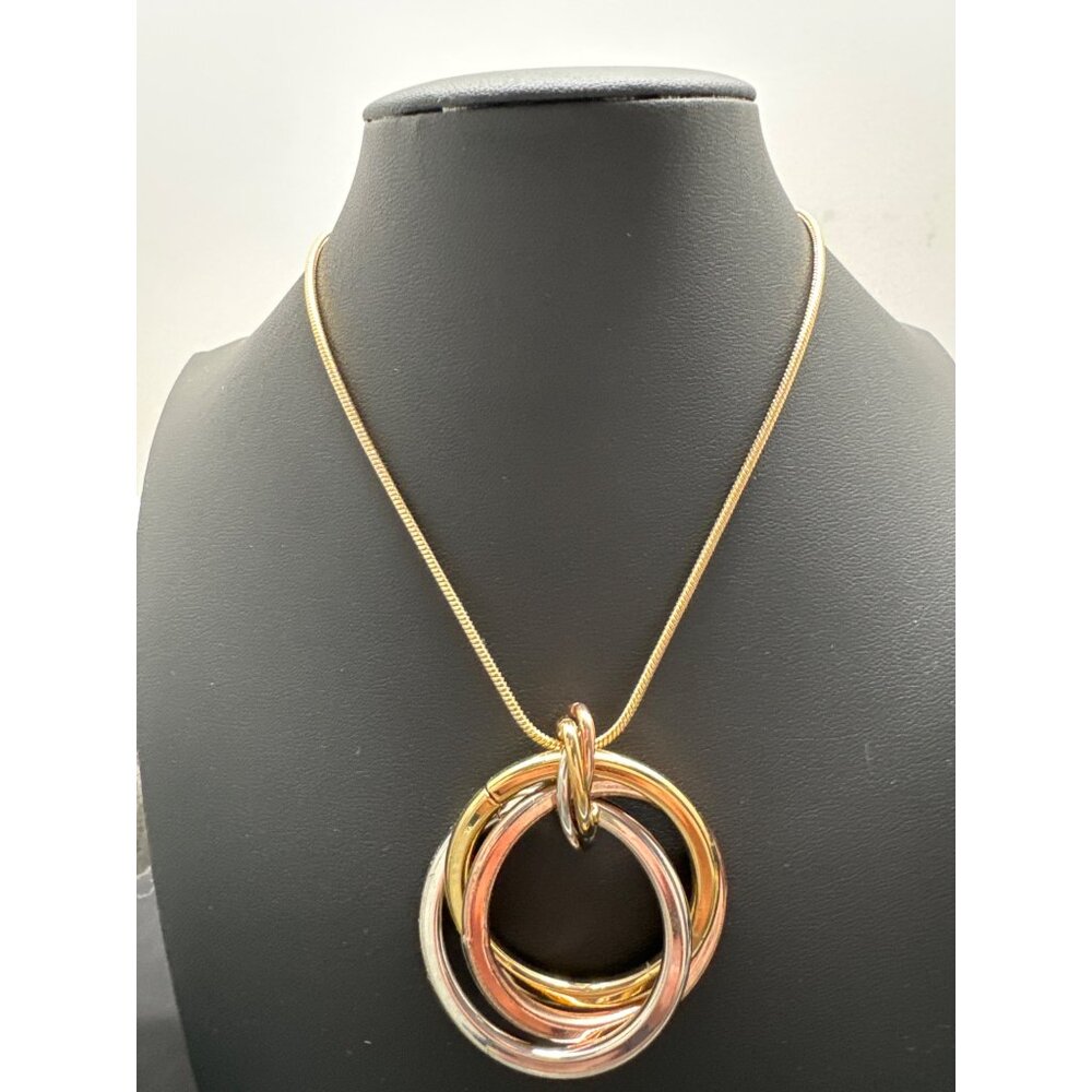 Talbots Tri-Color Interlocking Circle Pendant Nec… - image 6